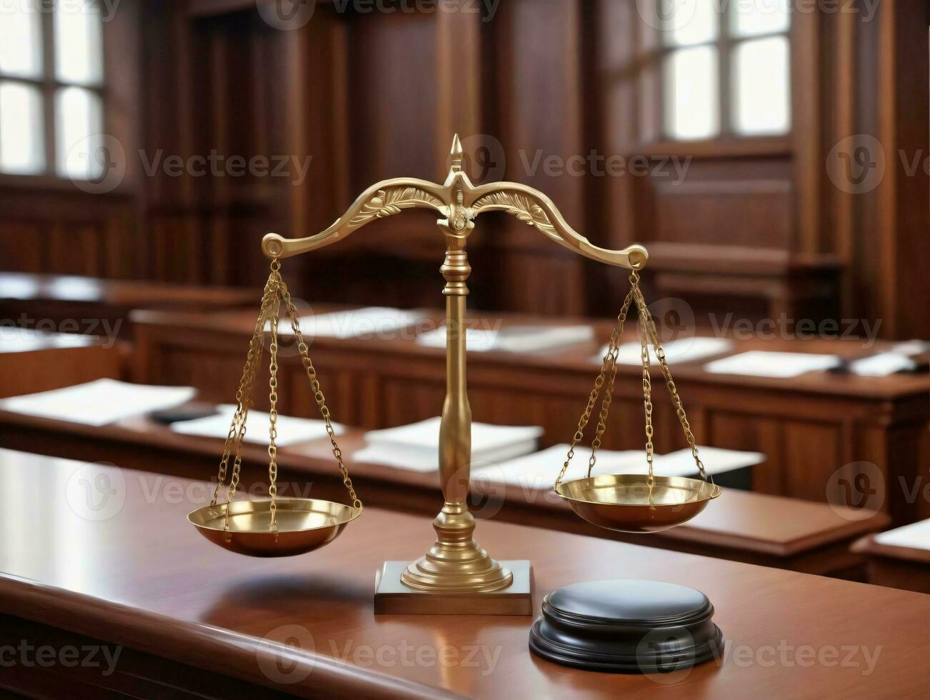 A Scale Scale In A Courtroom. AI Generated photo