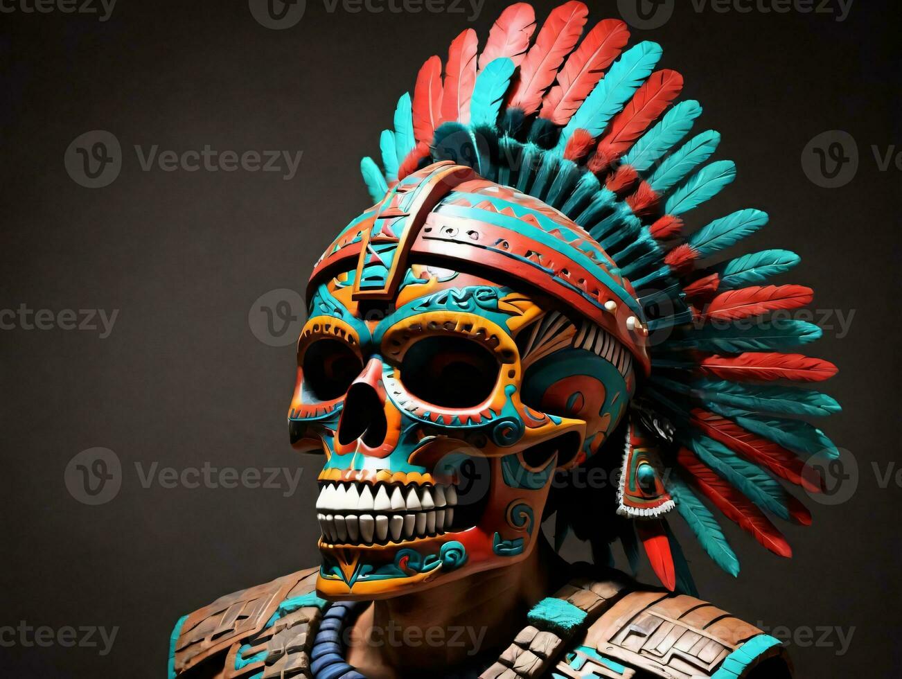 mexican aztec skull warrior Generative AI Stock Illustration