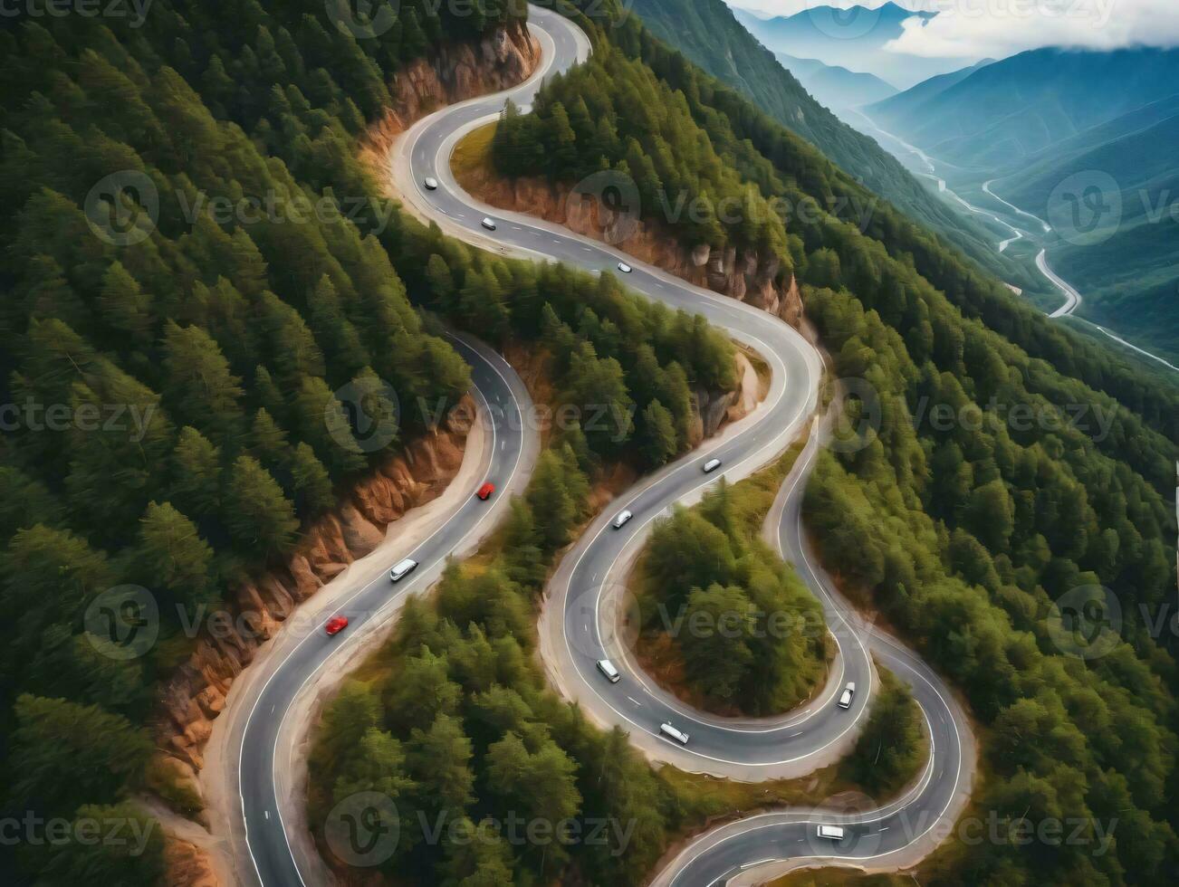A Winding Road. AI Generated photo