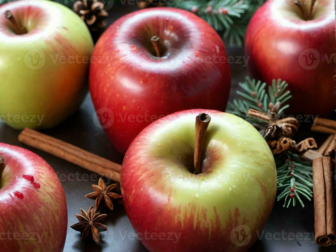 A Group Of Apples With Cinnamon And Anise. AI Generated photo