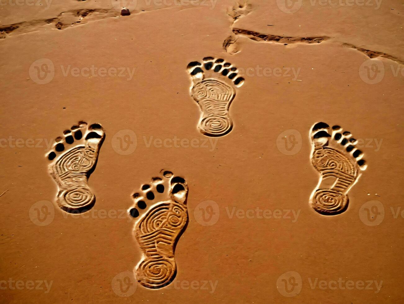 Footprints In The Sand. AI Generated photo