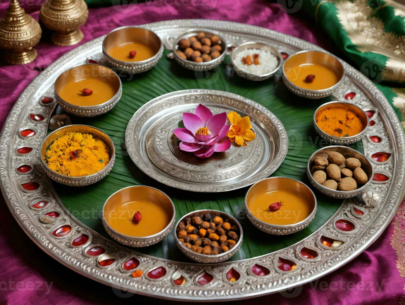 A Plate With A Variety Of Food On It. AI Generated photo