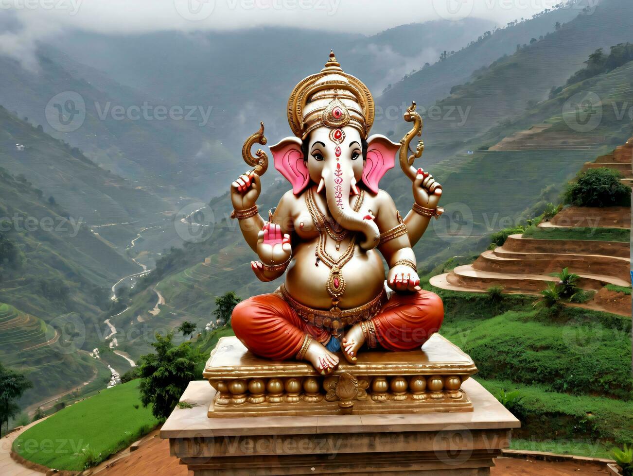 A Statue Of An Elephant. AI Generated photo