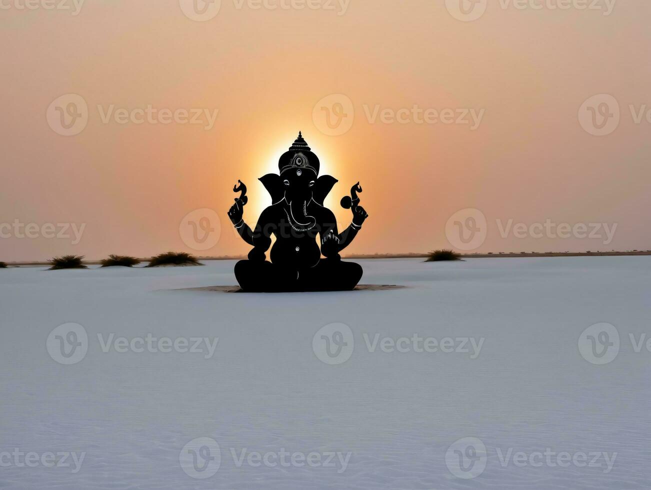 A Statue Of Lord Gan Gan In The Desert. AI Generated photo