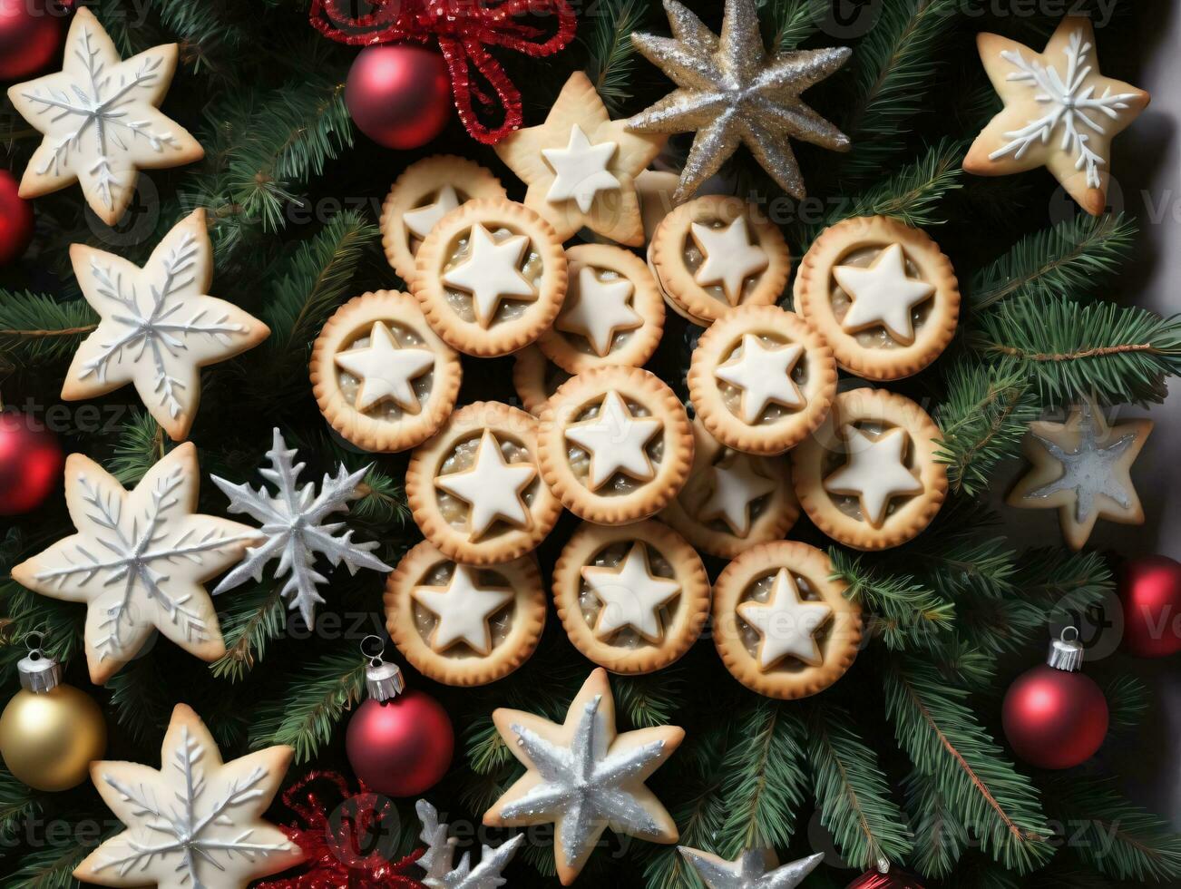 A Christmas Tree With Cookies And Decorations. AI Generated photo