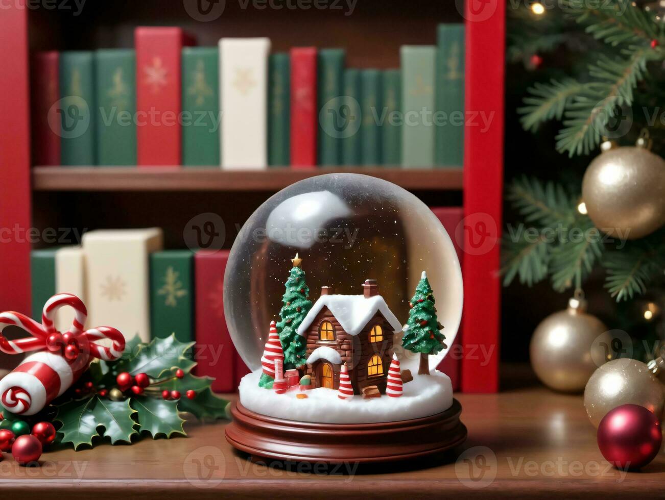A Snow Globe With A House Inside. AI Generated photo