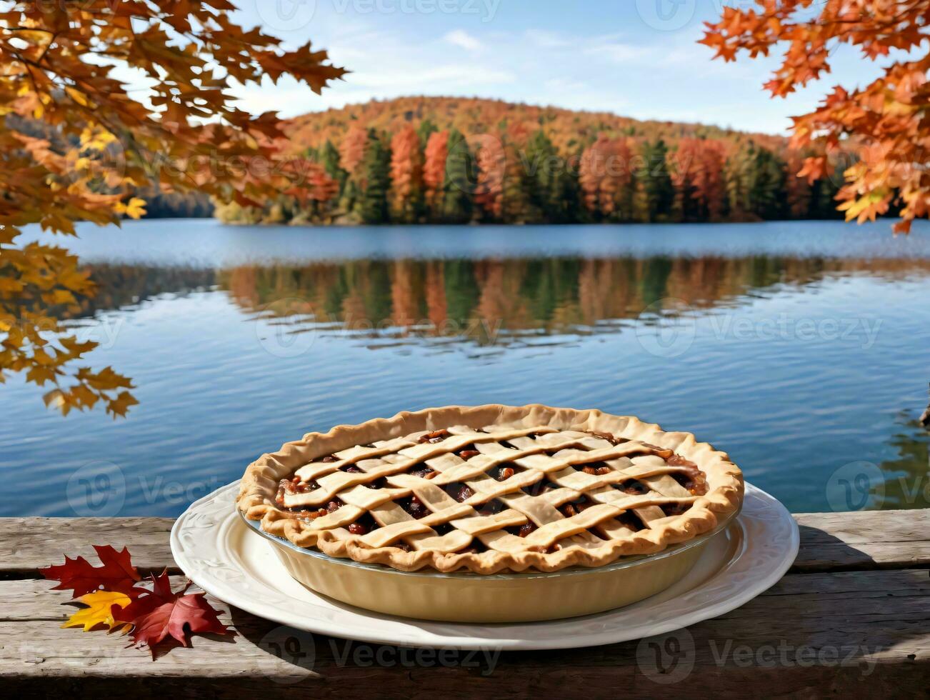 A Pie On A Plate. AI Generated photo