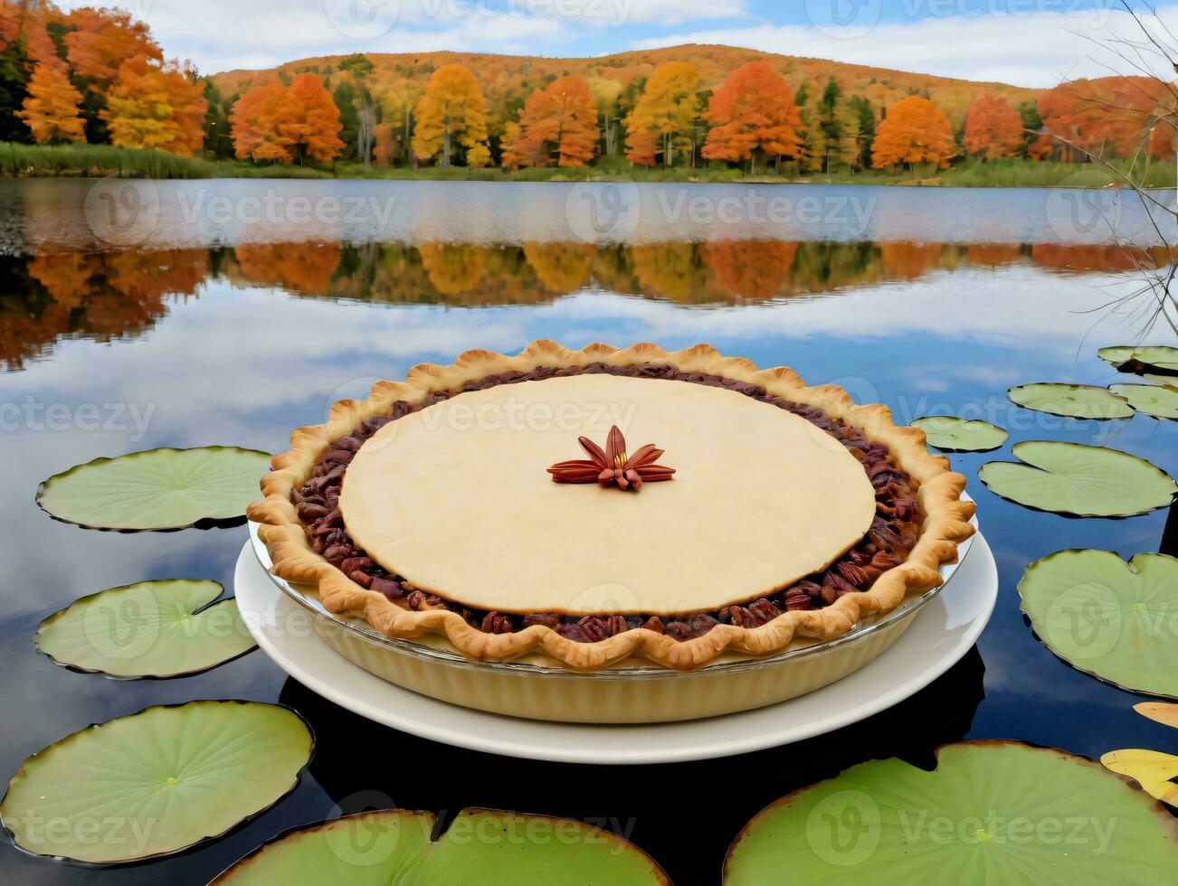 A Pie On A Plate. AI Generated photo
