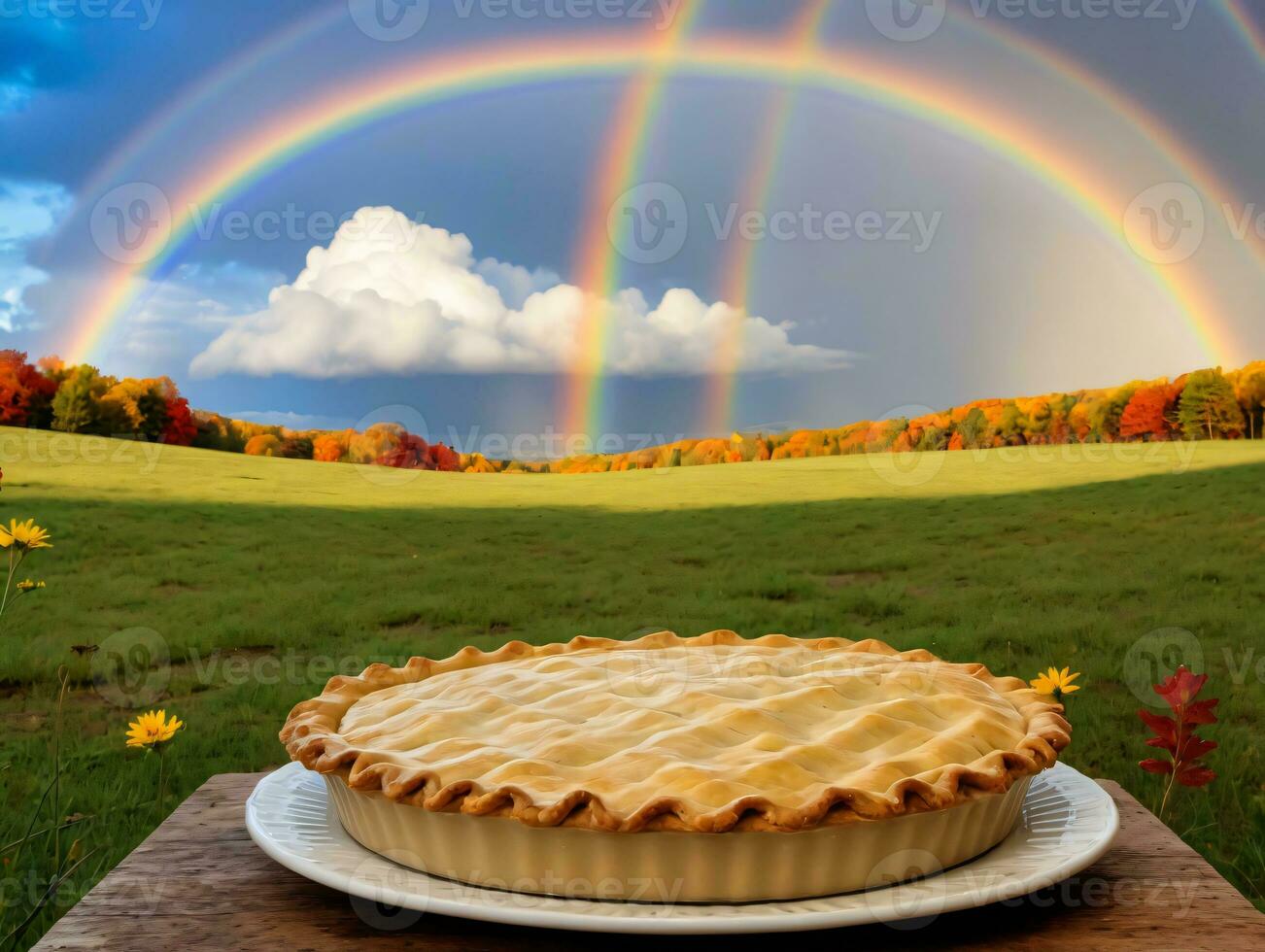 A Pie On A Plate. AI Generated photo