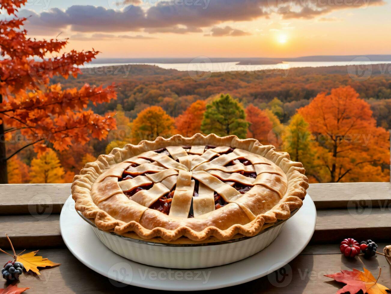 A Pie On A Plate. AI Generated photo