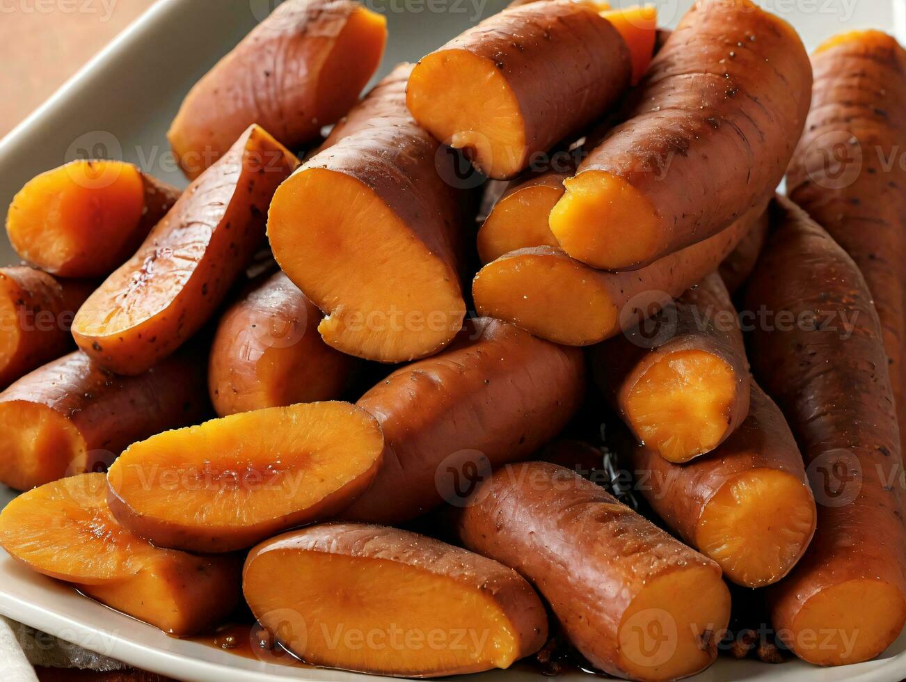 A White Bowl Filled With Cooked Carrots. AI Generated photo