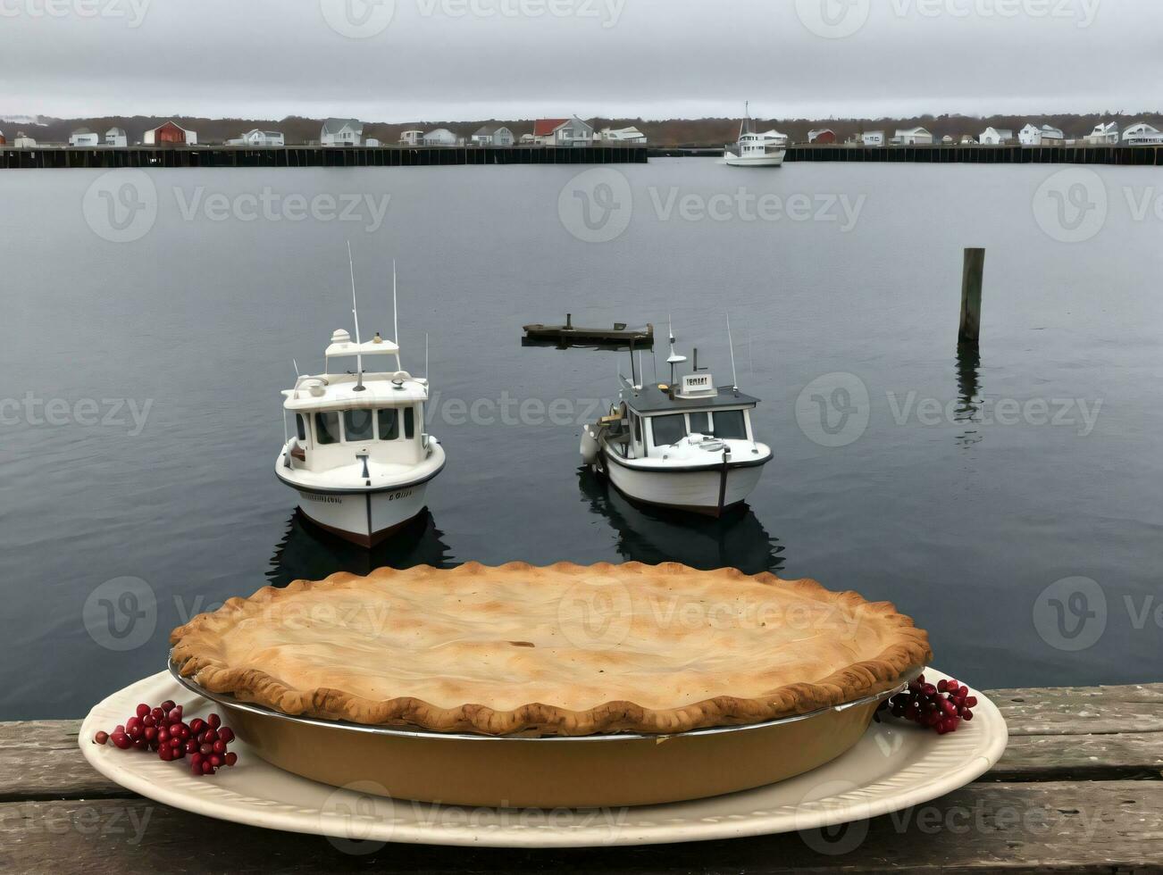 A Pie On A Plate. AI Generated photo