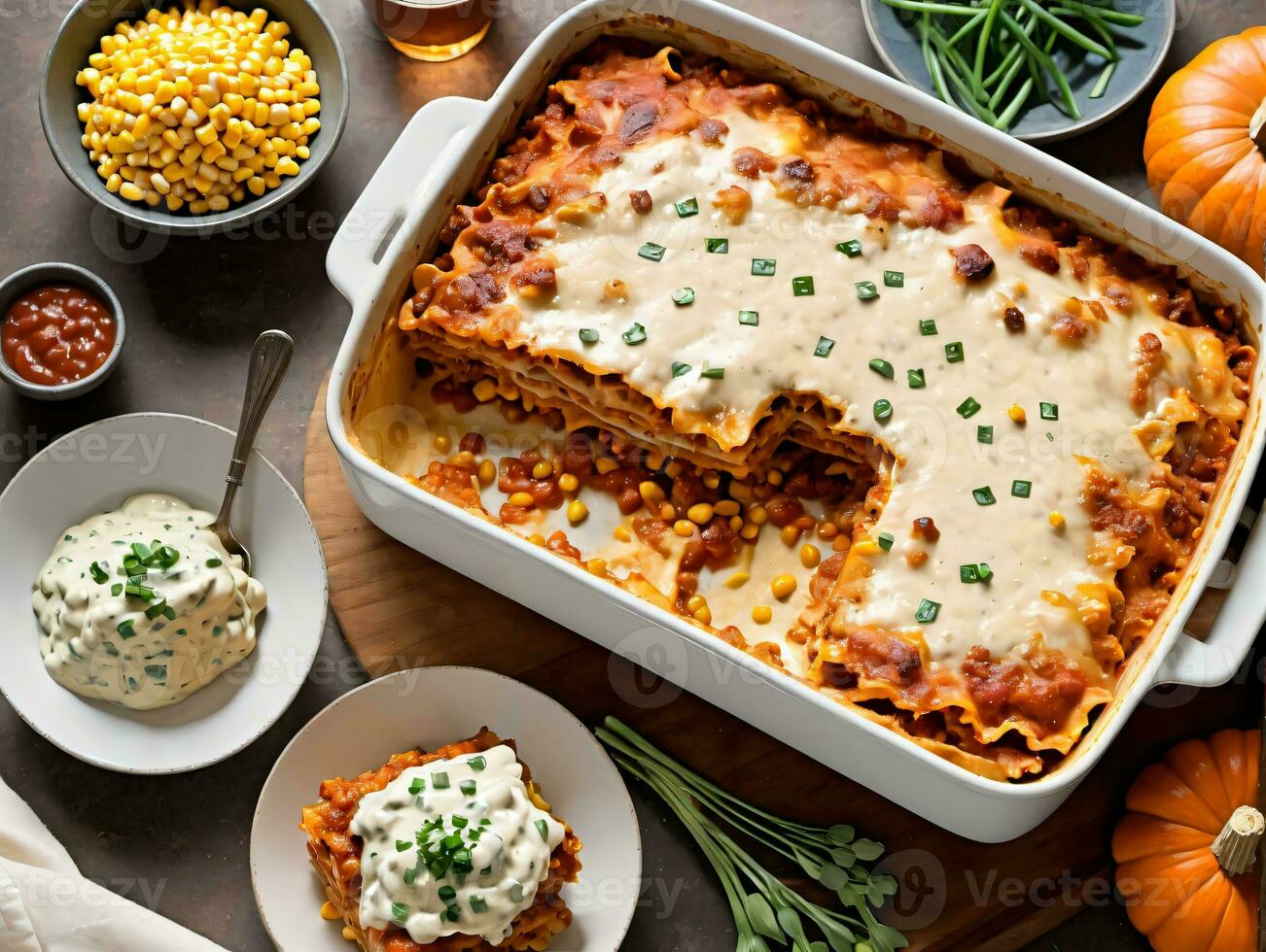 A Cassle With A Serving Of Food On It. AI Generated photo