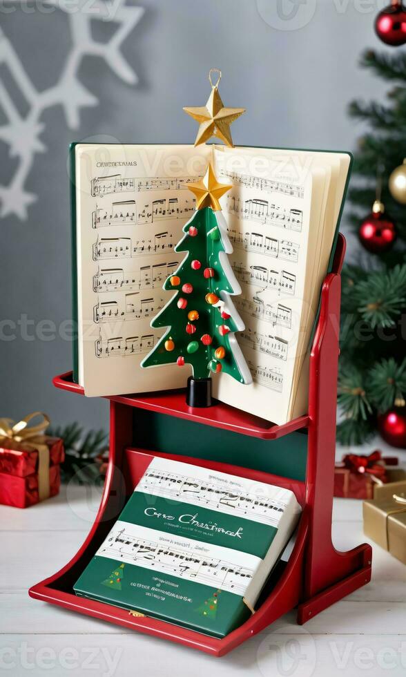 foto de Navidad Navidad cancionero abierto en un pararse. ai generado