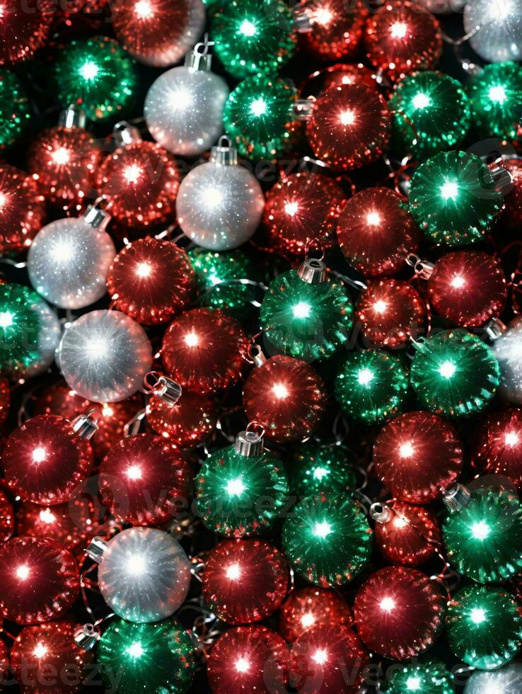 Photo Of Christmas Glistening Tinsel Strands. AI Generated