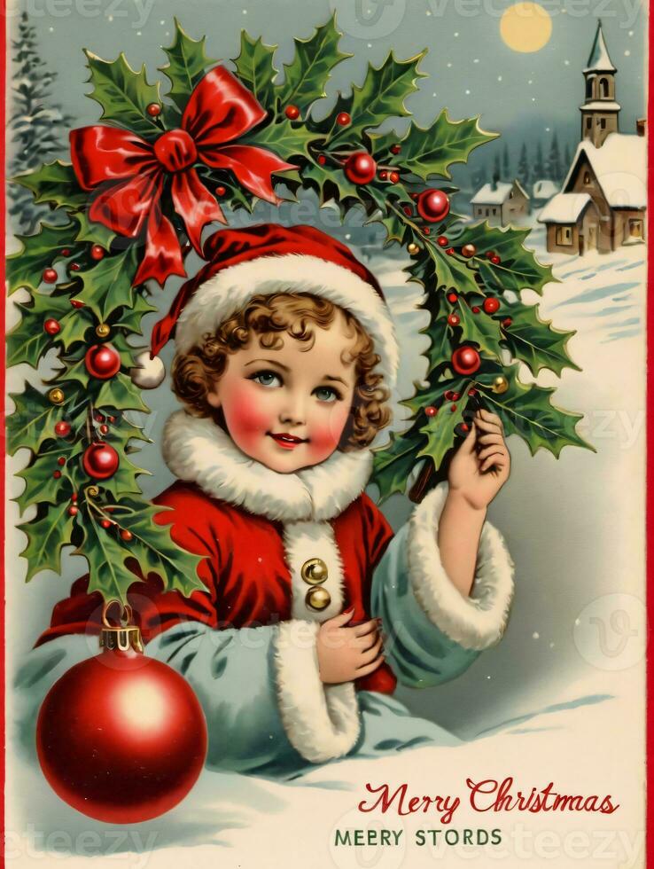 foto de Navidad Clásico Navidad postales ai generado