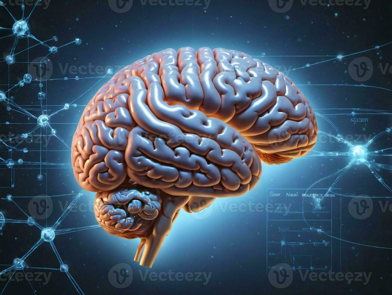 A Brain With Many Connections. AI Generated photo