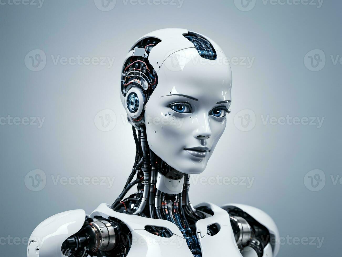 A Robot With Headphones On. AI Generated photo