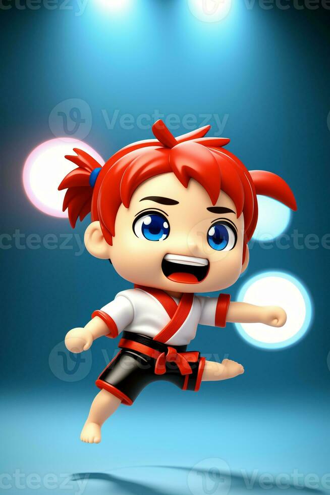 A Cartoon Character In A Karate Outfit. AI Generated photo