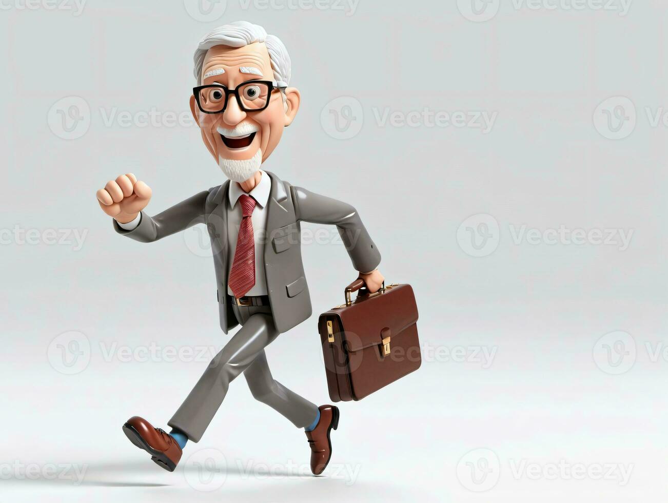 A 3D Man In A Suit And Tie With A Briefcase. AI Generated photo