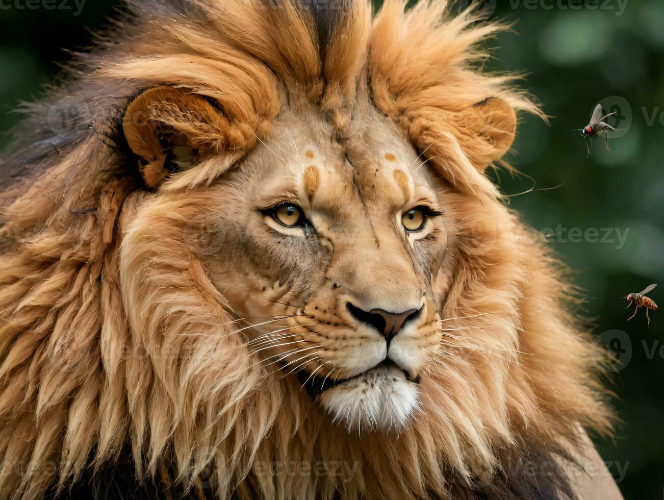 A Lion With A Butterfly On Its Nose. AI Generated photo