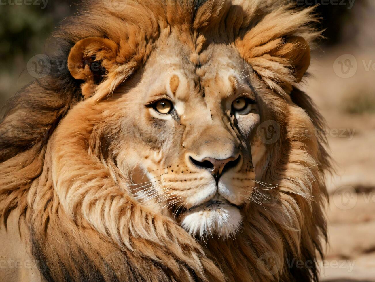 A Lion With A Very Long Mane. AI Generated photo