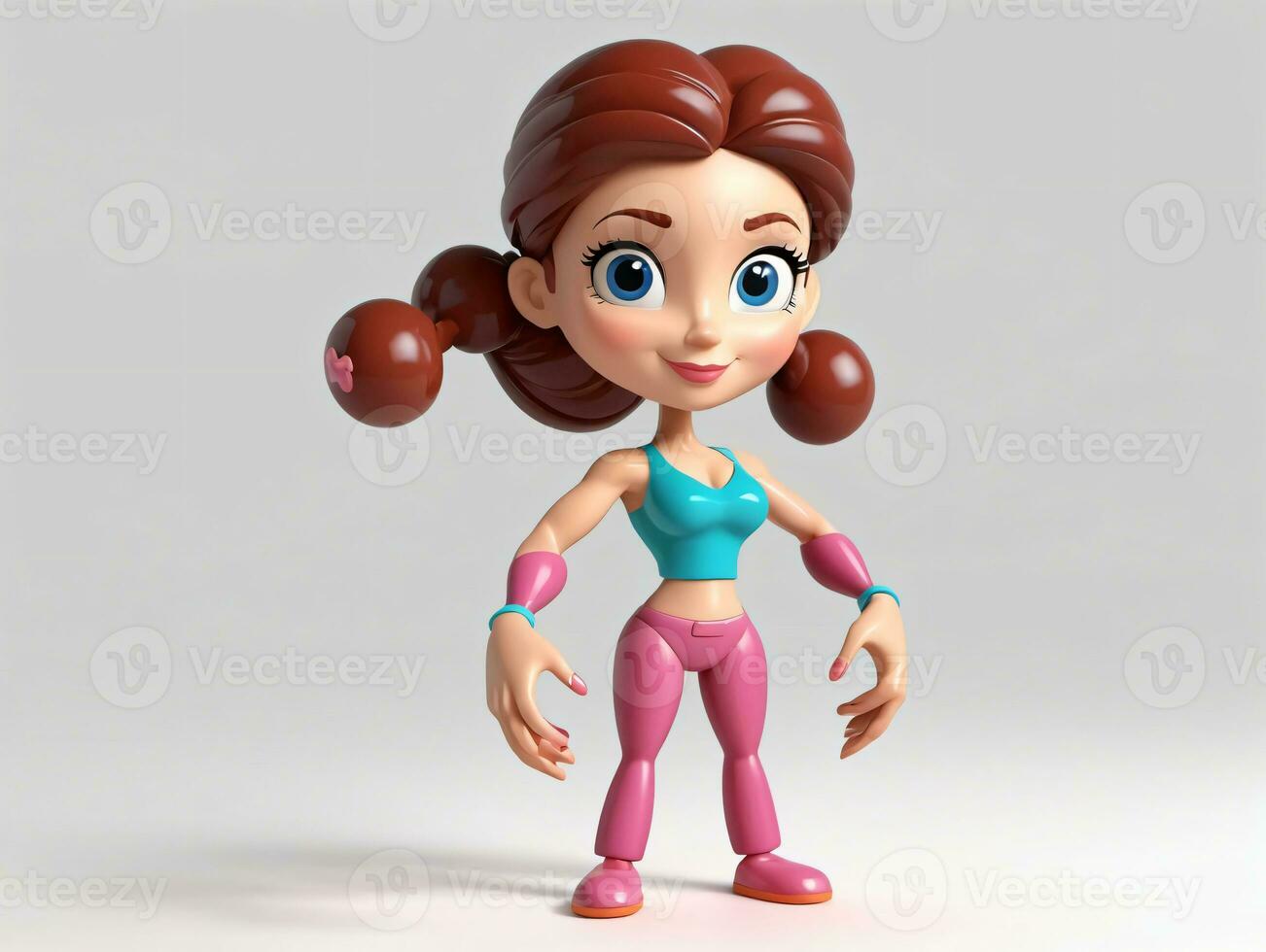 A Cartoon Character With A Ponytail And Blue Top. AI Generated photo