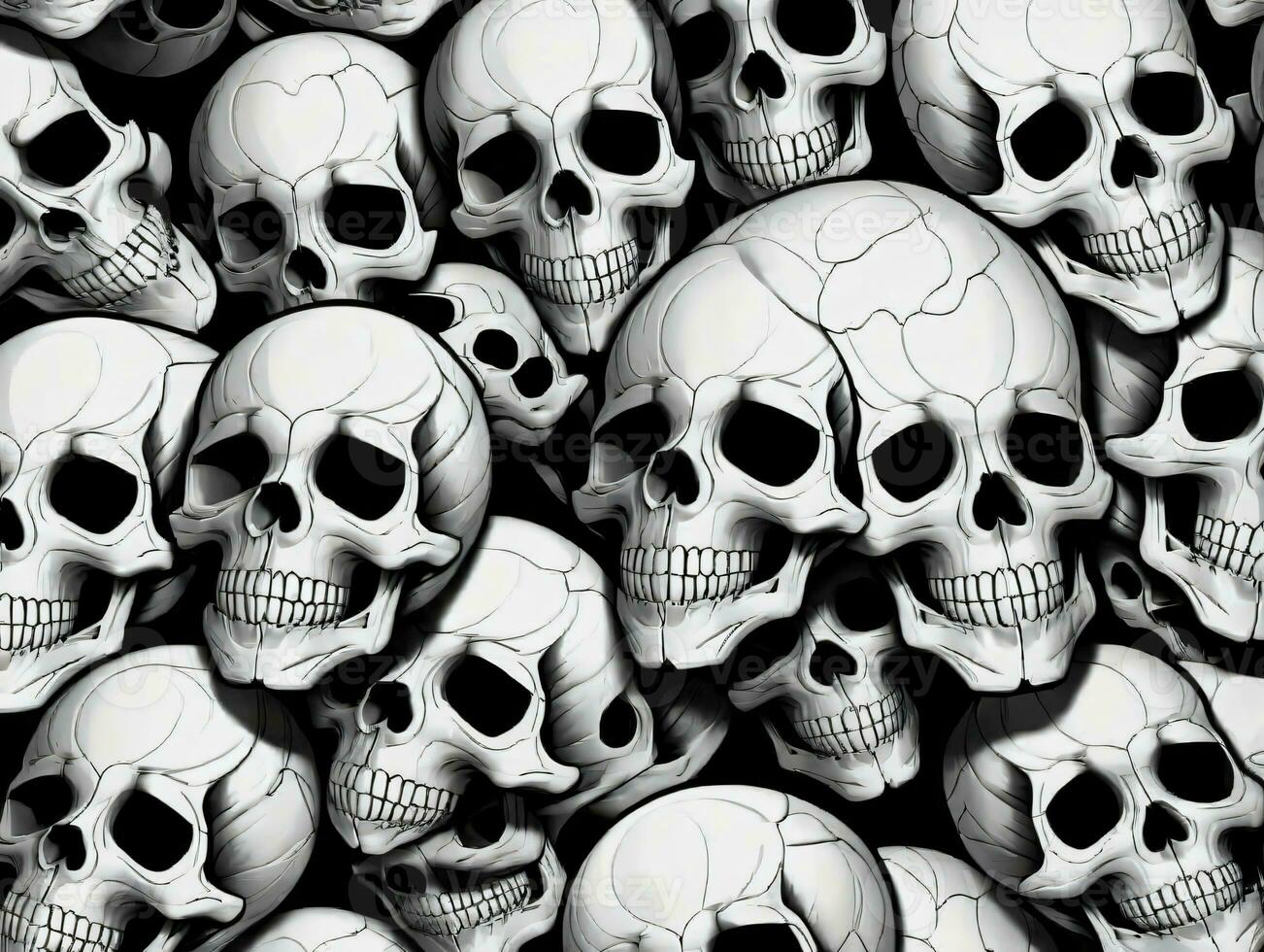 Skulls Seamless Background  Vector. AI Generated photo