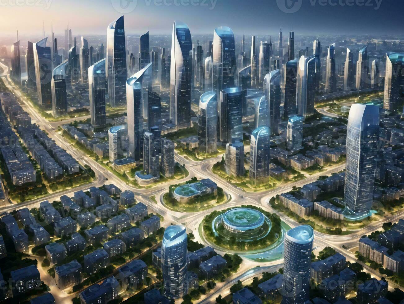 A City With Lots Of Tall Buildings. AI Generated photo