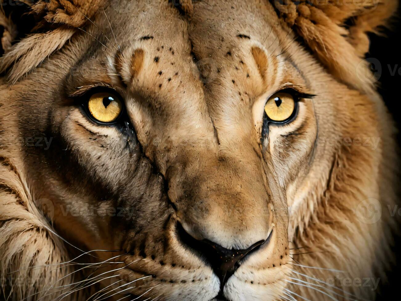 A Close Up Of A LionS Face. AI Generated photo