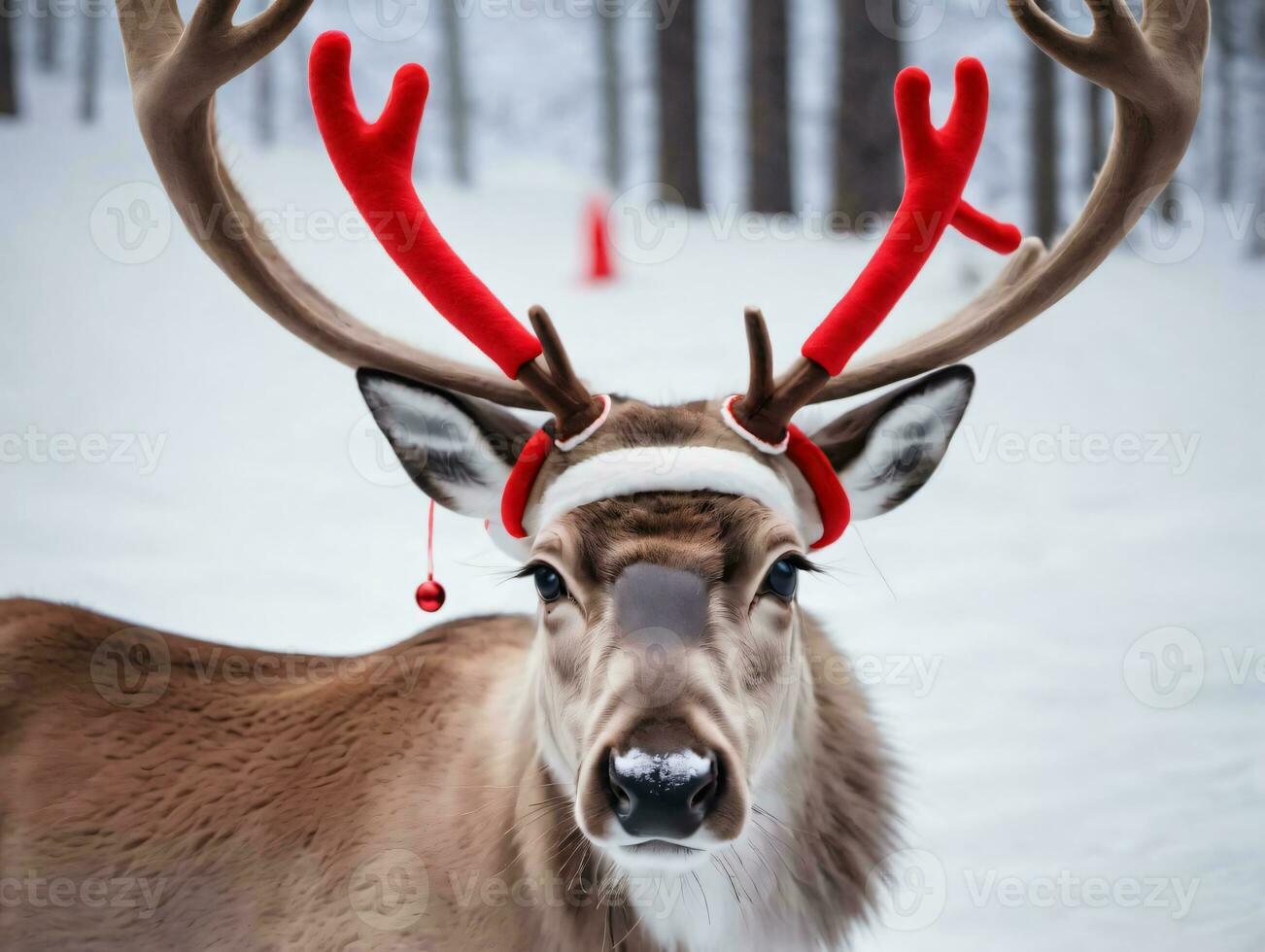 A Reindeer With Red Ants And Ants On His Head. AI Generated photo