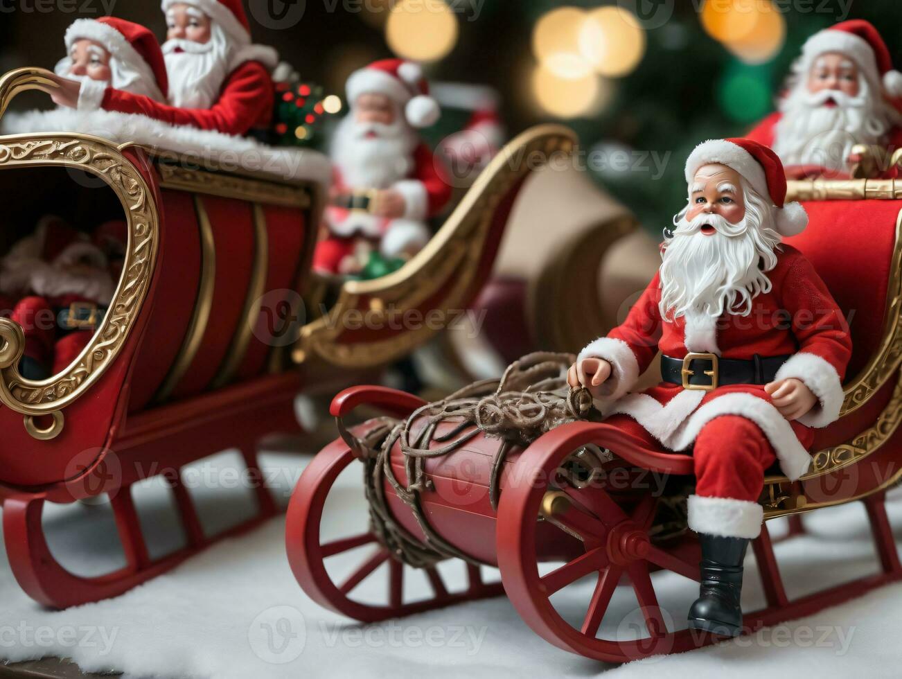 Santa Claus On Sled. AI Generated photo