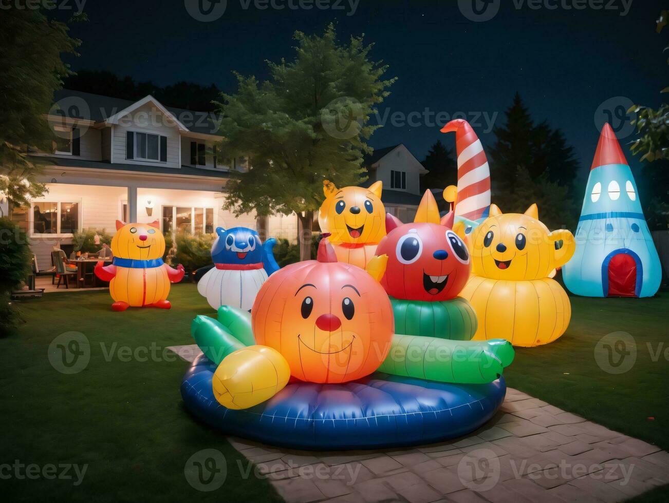 A Large Inflatable With Many Different Colored Shapes. AI Generated photo