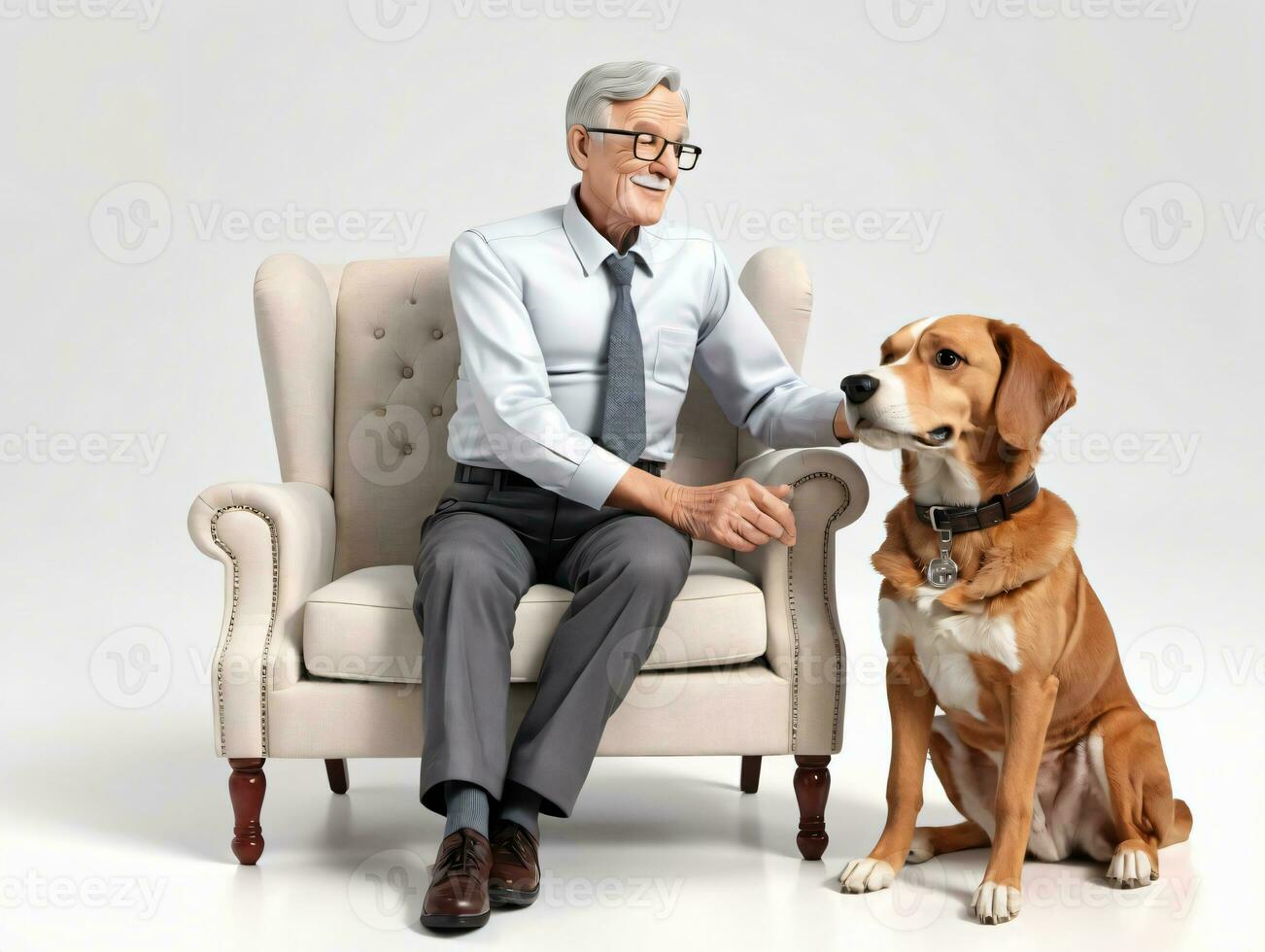 A Man Sitting In A Chair. AI Generated photo