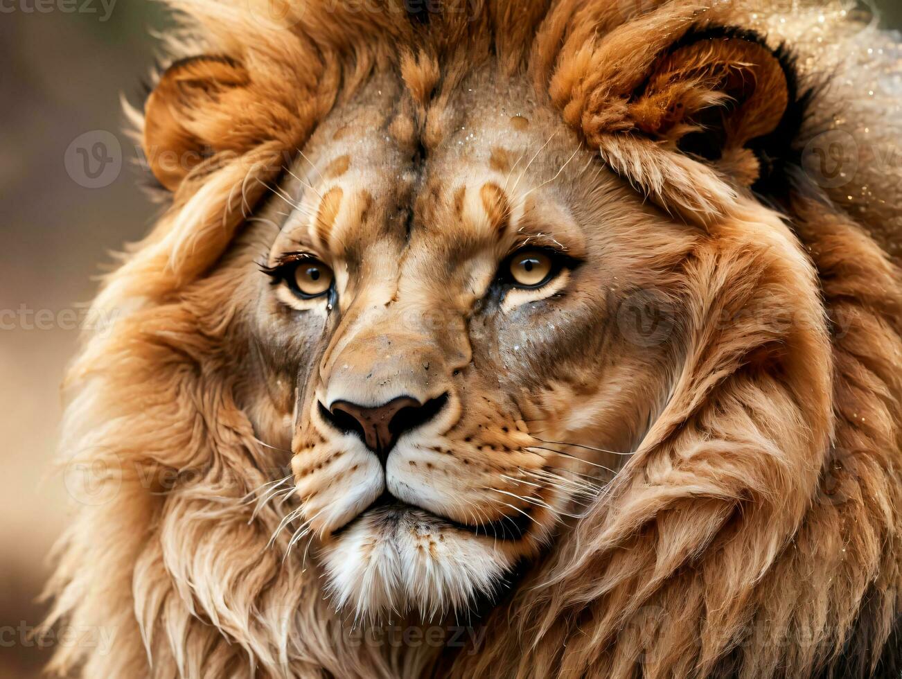 A Close Up Of A LionS Face. AI Generated photo