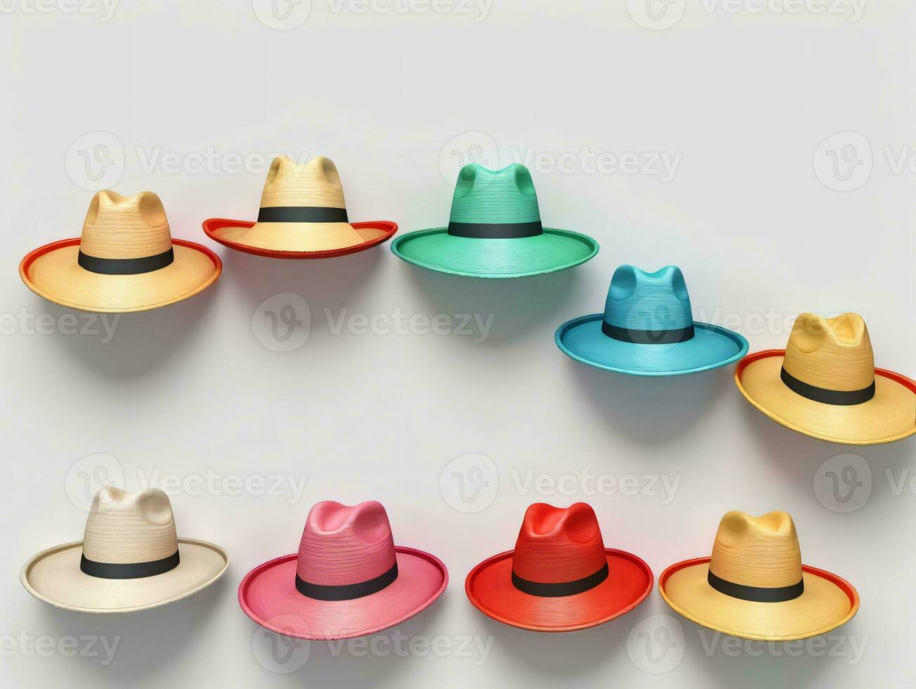 A Group Of Hats With Different Colors. AI Generated photo