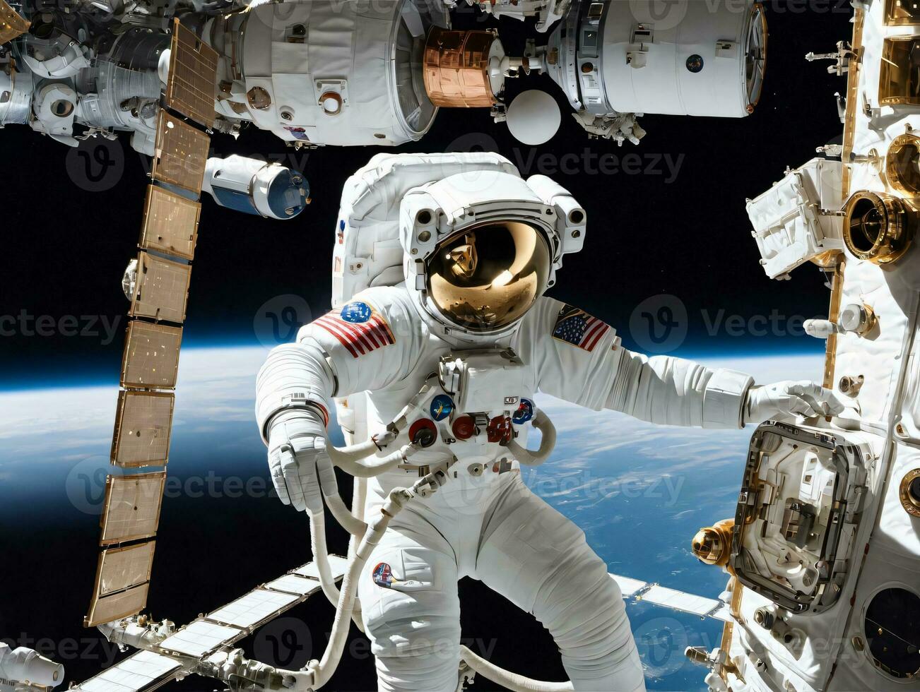 astronauta en espacio. ai generado foto