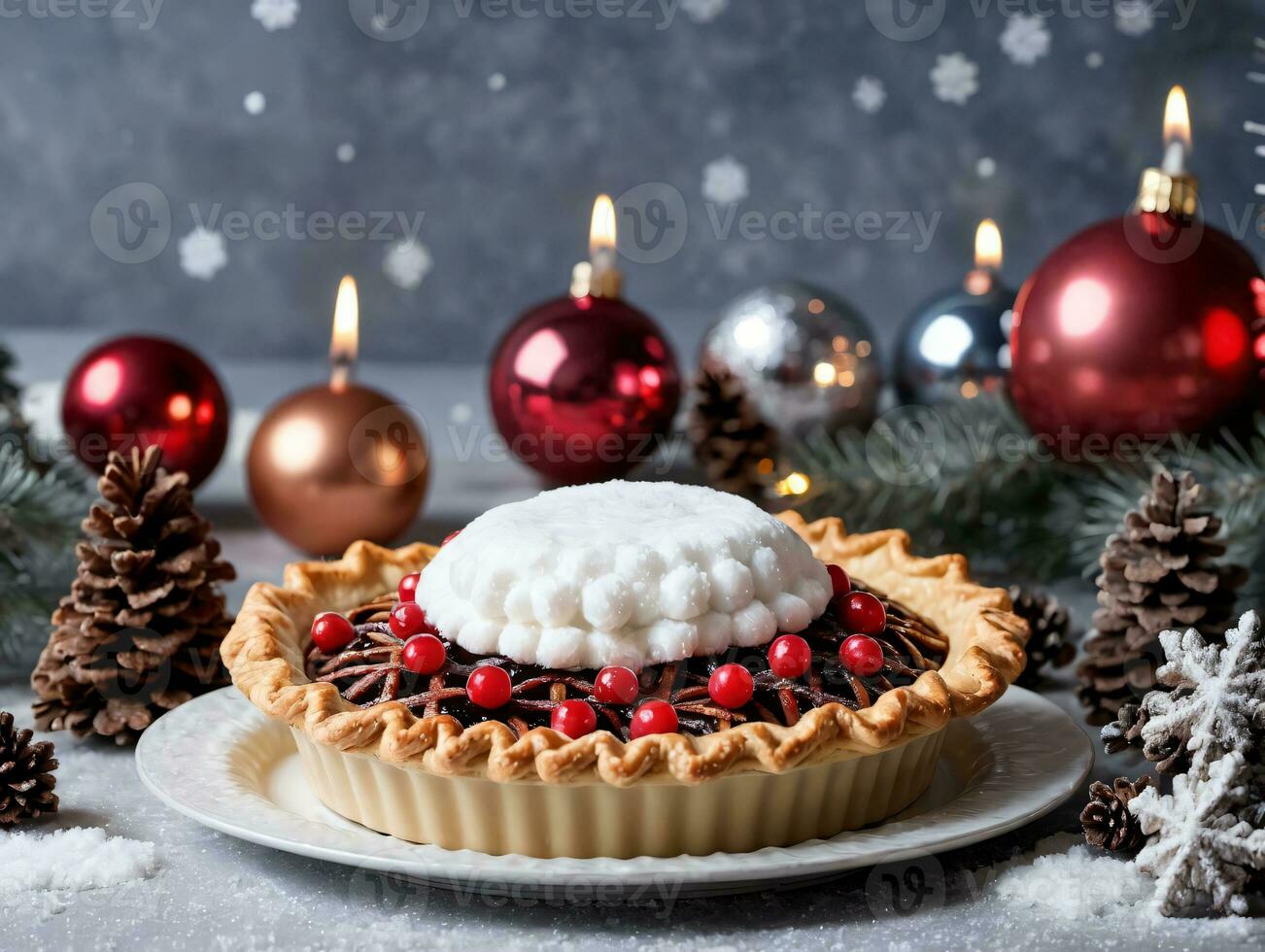 A Pie Topped With Whipped Cream And Chocolate. AI Generated photo