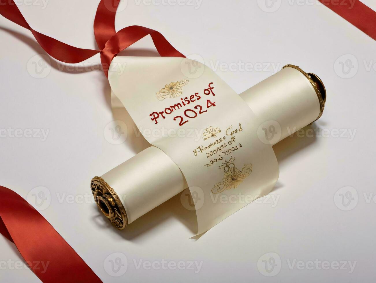 A Diploma With A Red Ribbon And A Gold Scroll. AI Generated photo