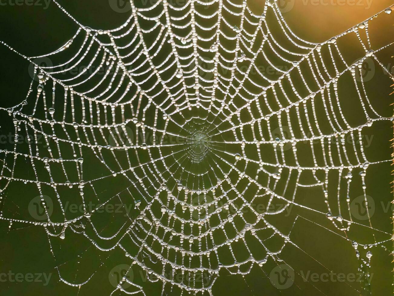 A Spider Web With Water Droplets On It. AI Generated photo