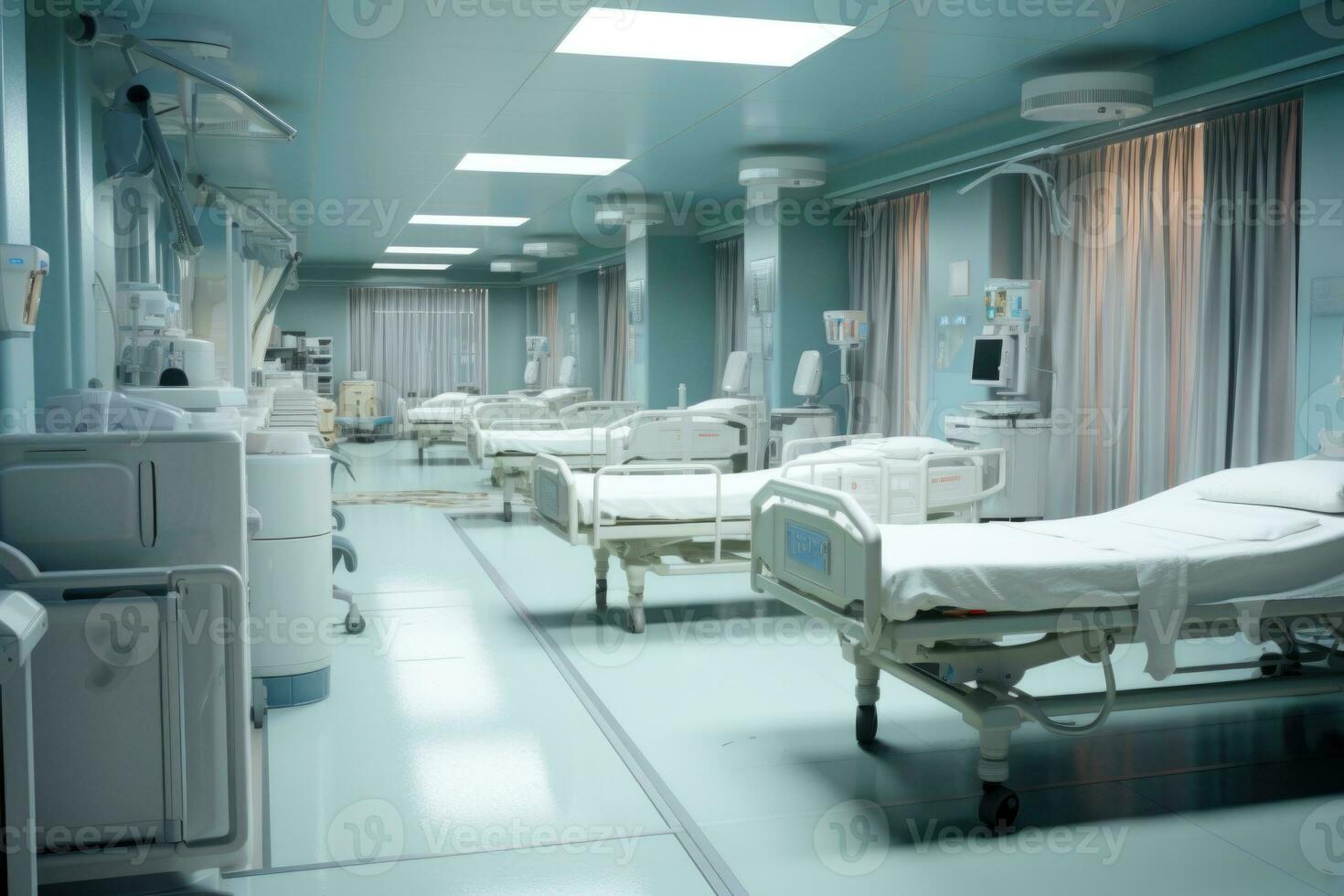 un vacío hospital habitación. generado por ai foto