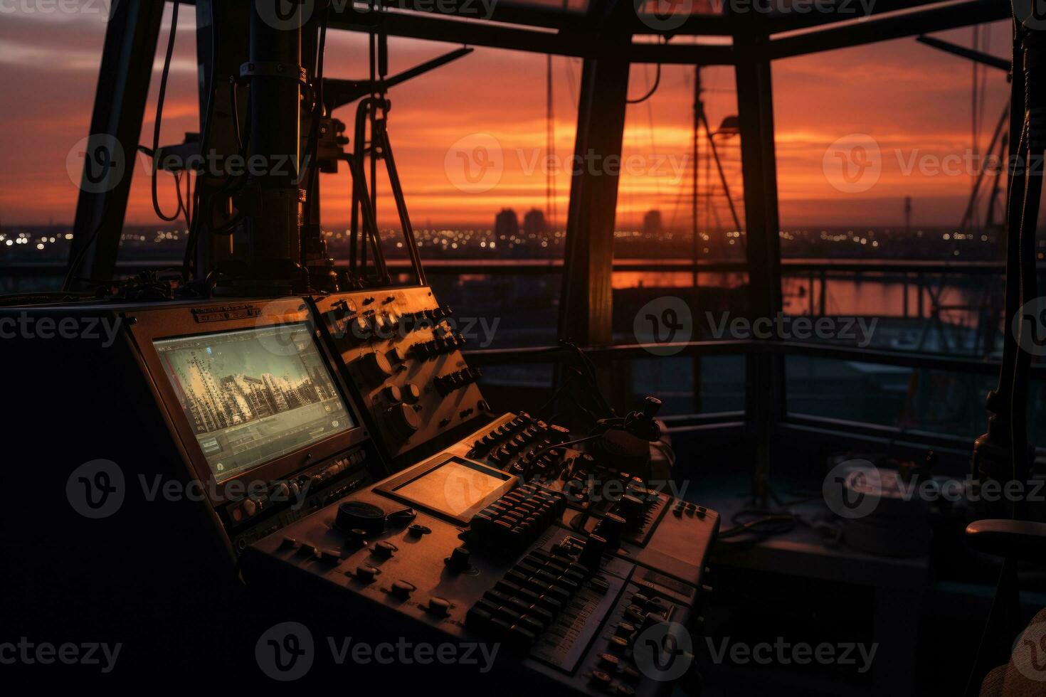 Engine room on the tower crane. AI-Generated photo