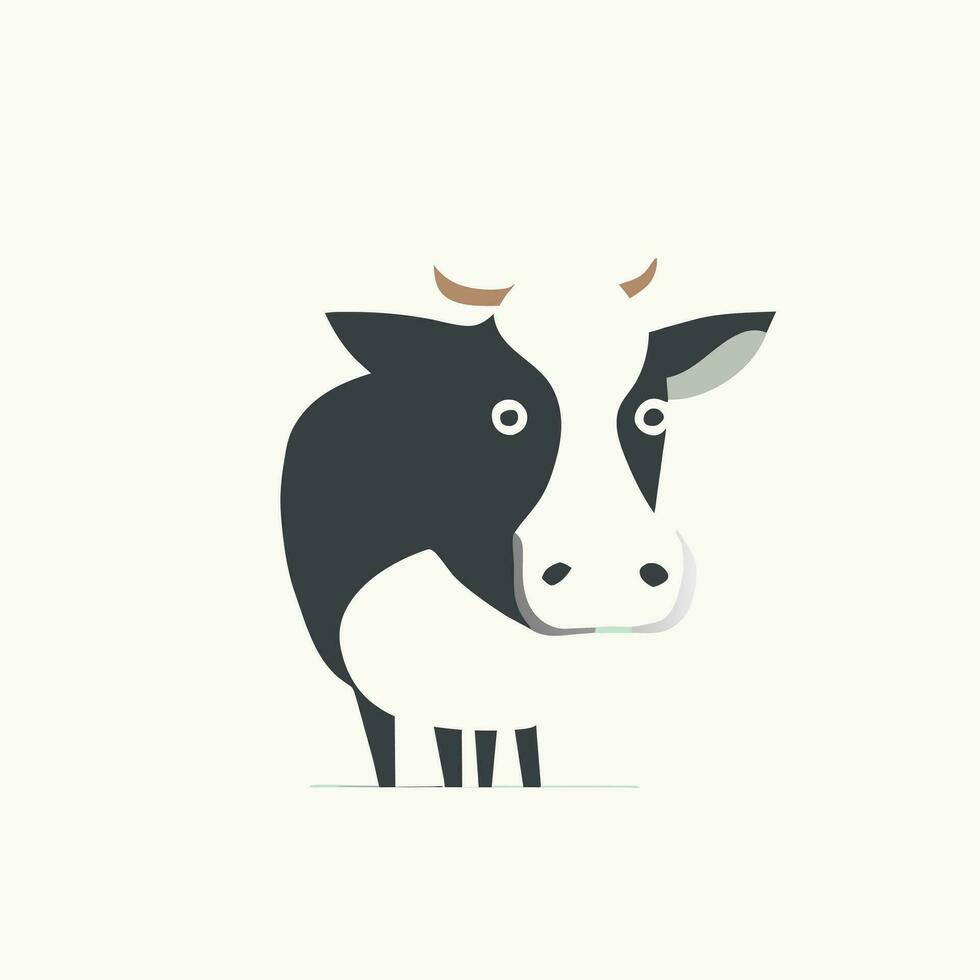 vaca, plano vector estilo y logo