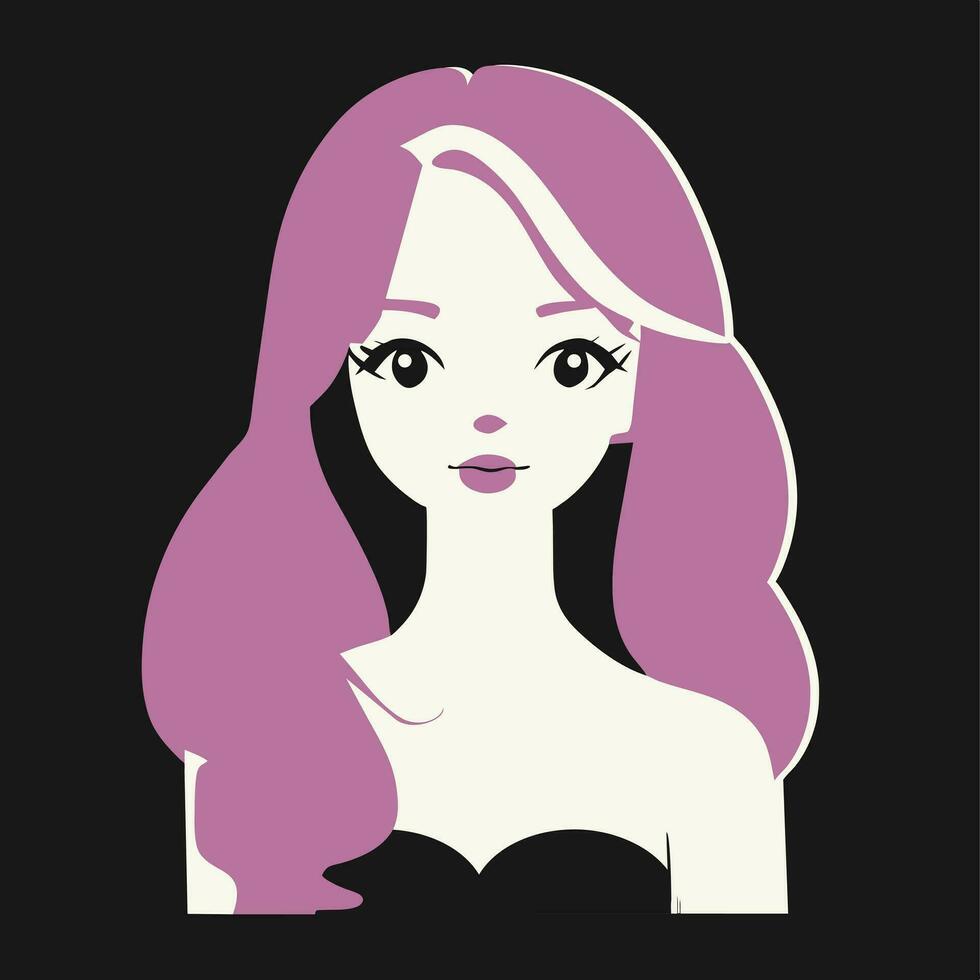 Cartoon line Girl, flat style vector