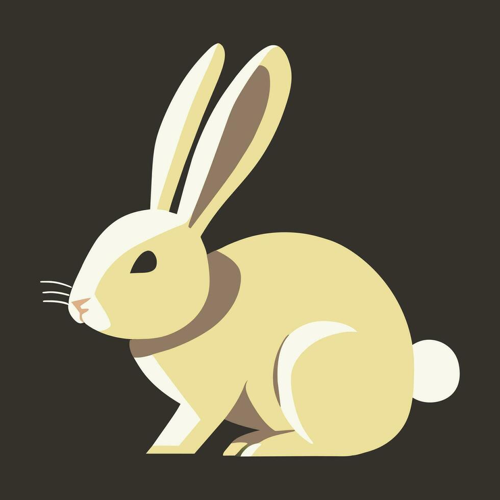 Cartoon line rabbit, flat style vector