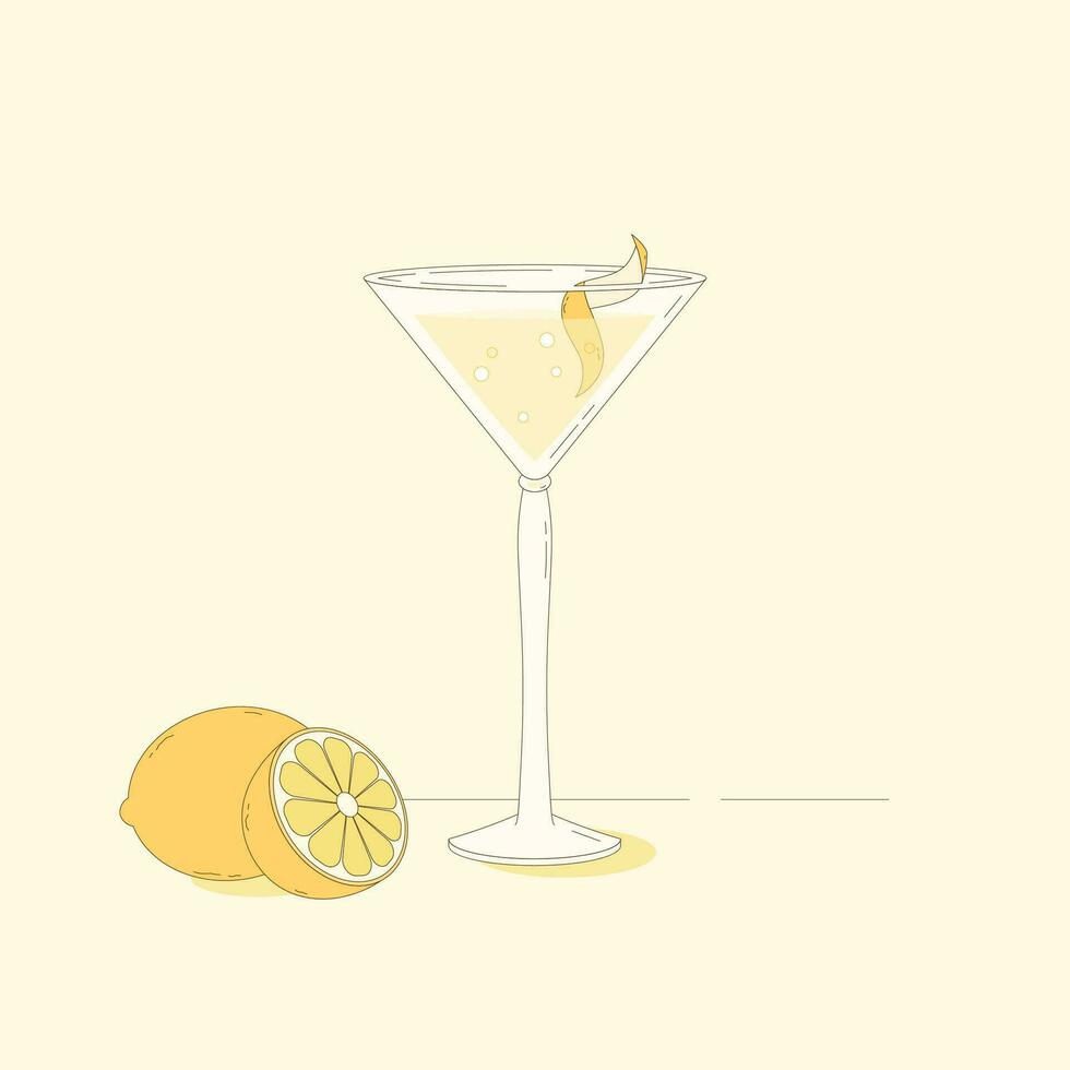 twisted lemon martini drink vector