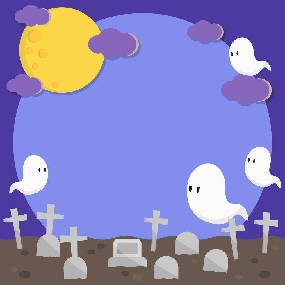 spooky nightlife frame square vector