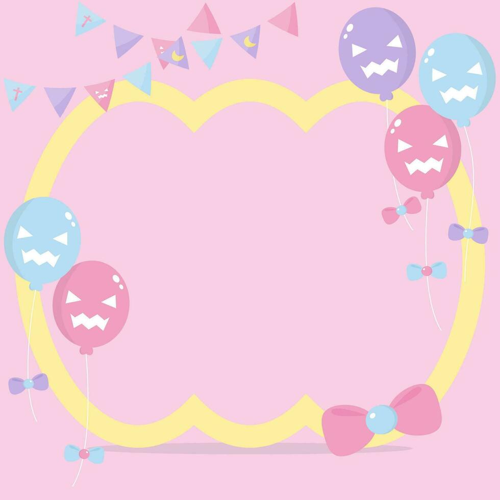 pastel halloween frame square vector