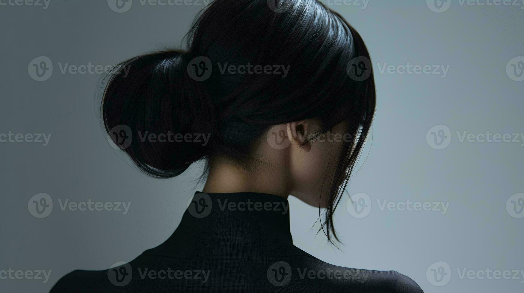 A woman with a ponytail in a black top AI Generated photo