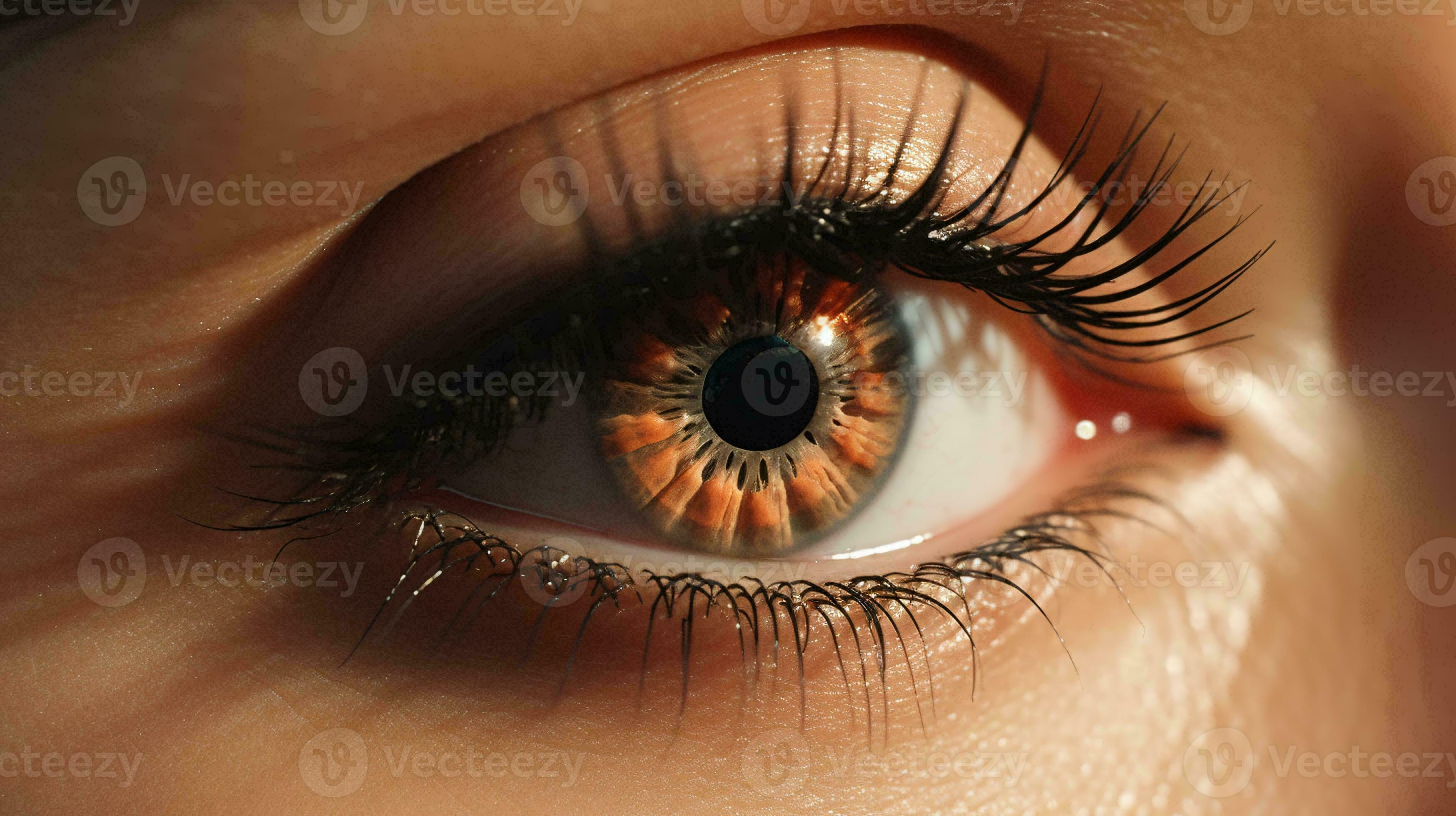 A person's mesmerizing eye with long, fluttering lashes AI Generated